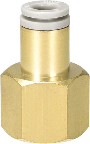 2 Pack 1/8 PT Female Pipe Fitting - Straight Union, Push to Connect Fittings, Apply to Pneumatic System (10mm ID, Gold) in Kuwait