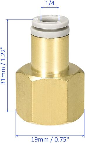 2 Pack 1/8 PT Female Pipe Fitting - Straight Union, Push to Connect Fittings, Apply to Pneumatic System (10mm ID, Gold) in Kuwait