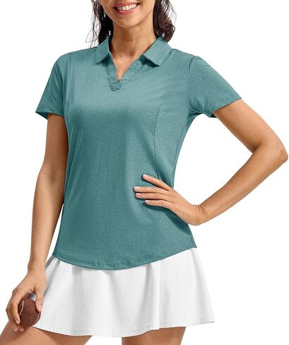 TBMPOY Women's Golf Polo Shirt Short Sleeve V-Neck Tennis Shirts Quick Dry UPF 50+ Sun Protection Collared Shirts in Kuwait