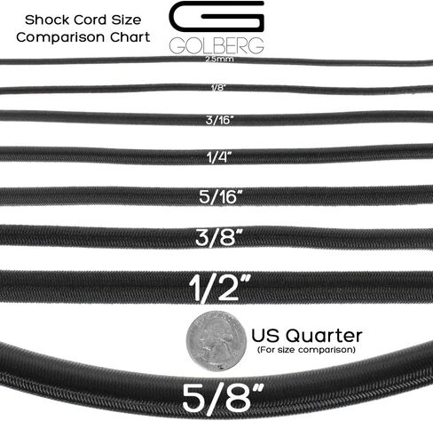 GOLBERG Elastic Shock Cord - 2.5mm, 1/32, 1/16, 3/16, 5/16, 1/8, 3/8, 5/8, 1/4, 1/2 inch Diameter - 10, 25, 50, 100 ft Lengths - Made in The USA (Orange, 2.5mm x 100ft) in Kuwait