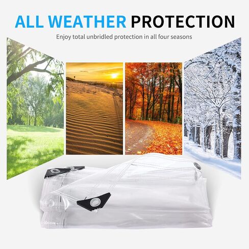Clear Tarps 3' x 3', Heavy Duty PVC 20 Mil Thick Tarpaulin with Eyelets and 1 Rolls Ropes,Waterproof Transparent Vinyl Tarpaulin Cover for Patio Enclosure, Camping, Porch Canopy in Saudi Arabia