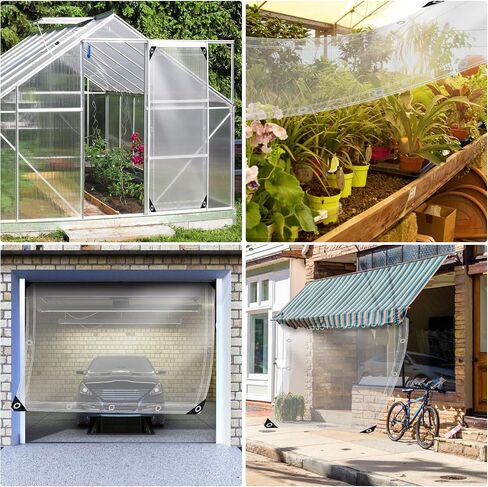 Clear Tarps 3' x 3', Heavy Duty PVC 20 Mil Thick Tarpaulin with Eyelets and 1 Rolls Ropes,Waterproof Transparent Vinyl Tarpaulin Cover for Patio Enclosure, Camping, Porch Canopy in Saudi Arabia
