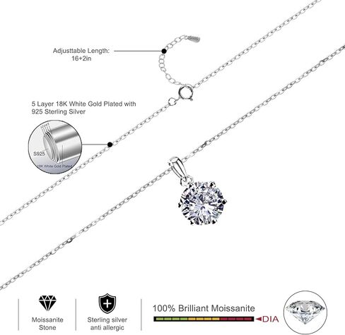 SecreTalk Moissanite Pendant Necklace for Women, 1-5CT 925 Sterling Silver D Color Necklace with Certificate of Authenticity in Saudi Arabia