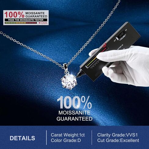 SecreTalk Moissanite Pendant Necklace for Women, 1-5CT 925 Sterling Silver D Color Necklace with Certificate of Authenticity in Saudi Arabia