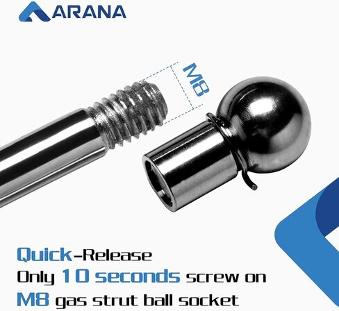 ARANA 10MM Stainless Ball Socket Steel Ball End Fittings, with M8 Thread 4pcs Straight Detachable Lift Support Joint Connector in Kuwait