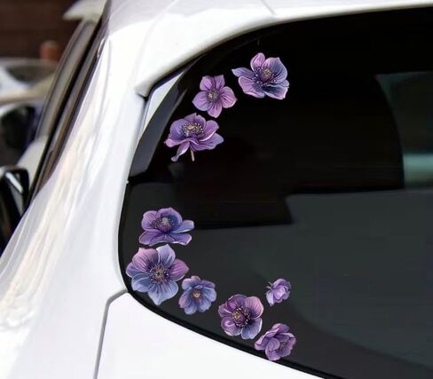 Hellebores Purple Flowers Set for Car Decal Waterproof Vinyl Peel and Stick, Beautiful Purple Hellebores Decor for Window Bumper Body Hood Bonnet Flower Decorative Car Sticker (Hellebore) in Saudi Arabia