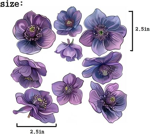 Hellebores Purple Flowers Set for Car Decal Waterproof Vinyl Peel and Stick, Beautiful Purple Hellebores Decor for Window Bumper Body Hood Bonnet Flower Decorative Car Sticker (Hellebore) in Saudi Arabia