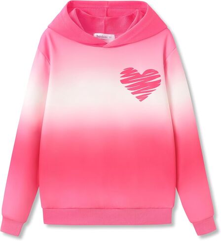 Hoodie Sweatshirts for Girls - Soft Long Sleeve Pullover Stylish Butterfly Smiley Face Shirt Size 6-18 in Kuwait