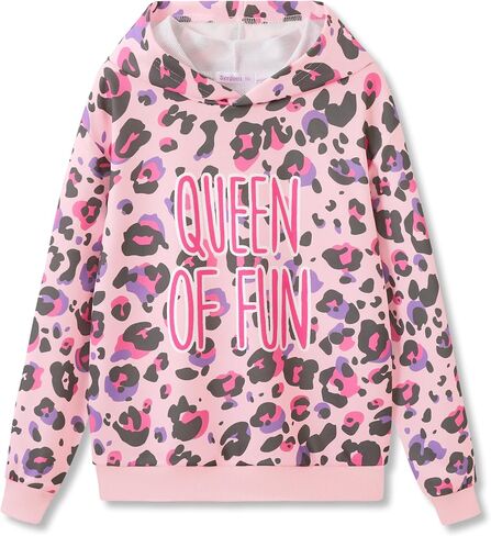 Hoodie Sweatshirts for Girls - Soft Long Sleeve Pullover Stylish Butterfly Smiley Face Shirt Size 6-18 in Kuwait