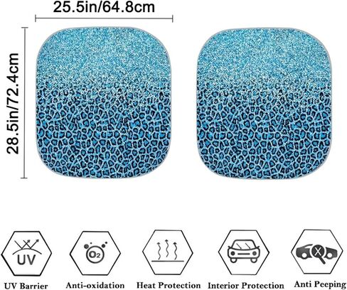 Auto Front Windshield Sunshade, Blue Gradient Leopard Print Car Windshield Sun Shade, 2 Pieces Shade Foldable Blocks Sun Visor Protector Keep Your Vehicle Cool in Kuwait