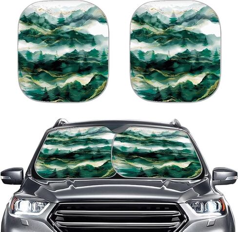 Auto Front Windshield Sunshade, Blue Gradient Leopard Print Car Windshield Sun Shade, 2 Pieces Shade Foldable Blocks Sun Visor Protector Keep Your Vehicle Cool in Kuwait