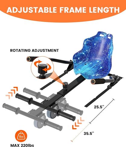 Seat Attachment Combo, Go Kart Accessories with Adjustable Frame Length for 6.5" 8" 10" into Self Balancing Scooter, Ideal Gift for Kids & Adults in Saudi Arabia