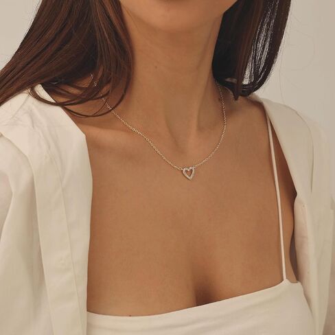 VRIUA Diamond Necklaces for Women, Dainty Gold/Silver Necklace 14K Gold/White Gold Plated Layered Necklace Simple Diamond Gold Necklace for Women Trendy Jewelry in Kuwait