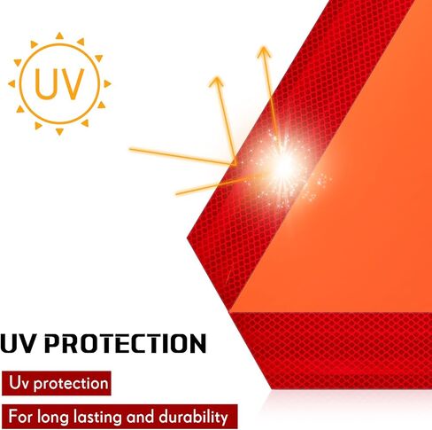 4 Pack Slow Moving Vehicle Triangle Sign 14 x 16 Inch Sticky Slow Moving Vehicle Triangle Sign Safety Vinyl Reflective Stickers for Cars Tractor Golf Cart Accessories in Kuwait