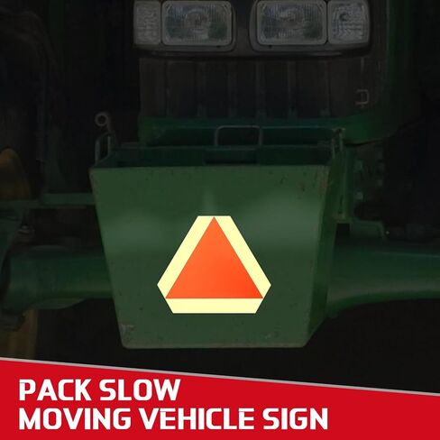 4 Pack Slow Moving Vehicle Triangle Sign 14 x 16 Inch Sticky Slow Moving Vehicle Triangle Sign Safety Vinyl Reflective Stickers for Cars Tractor Golf Cart Accessories in Kuwait