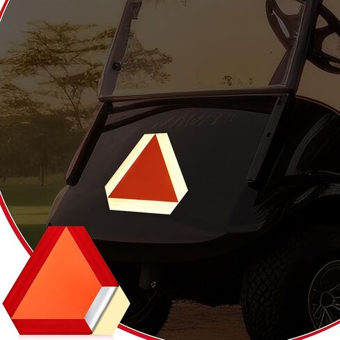4 Pack Slow Moving Vehicle Triangle Sign 14 x 16 Inch Sticky Slow Moving Vehicle Triangle Sign Safety Vinyl Reflective Stickers for Cars Tractor Golf Cart Accessories in Kuwait