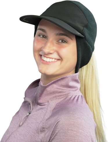 TrailHeads Ponytail Hat, Fleece Beanie for Women - Winter Hat with Visor - Warm Hats for Women, Running Hat, Winter Golf in Kuwait