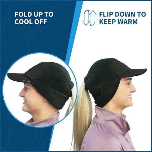 TrailHeads Ponytail Hat, Fleece Beanie for Women - Winter Hat with Visor - Warm Hats for Women, Running Hat, Winter Golf in Kuwait