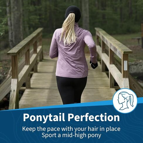TrailHeads Ponytail Hat, Fleece Beanie for Women - Winter Hat with Visor - Warm Hats for Women, Running Hat, Winter Golf in Kuwait