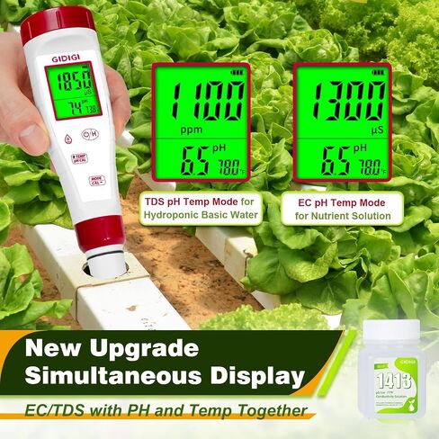 pH Tester,Digital pH Meter for Water,New Version TDS Meter for Drinking Water with Backlit Simultaneously Display 4 in 1 TDS pH EC Meter for Water Hydroponic Nutrient Solution,Pool,Home Use in Saudi Arabia