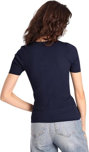 Minnie Rose Womens Short Sleeve Keyhole V Neck Viscose Blend Pullover Sweater in Saudi Arabia