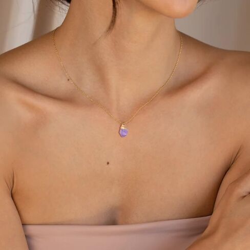 Crystal Necklace for Women, Handmade Gem Necklace 14K Gold Plated Healing Crystals and Stones Spiritual Jewelry Gifts for Women in Kuwait