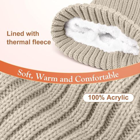 Womens Beanie Hat Gloves Set Winter Knitted Beanie Hat for Women With Pom Pom Warm Touchscreen Gloves Set for Cold Weather in Kuwait