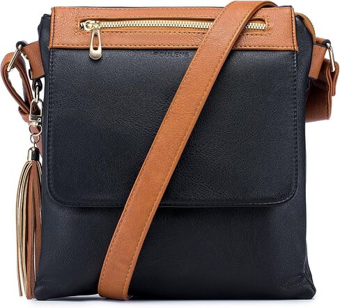 Crossbody Bag for Women, Leather Crossbody Purse Lightweight Medium Double Compartment Shoulder Bag with Tassel in Saudi Arabia