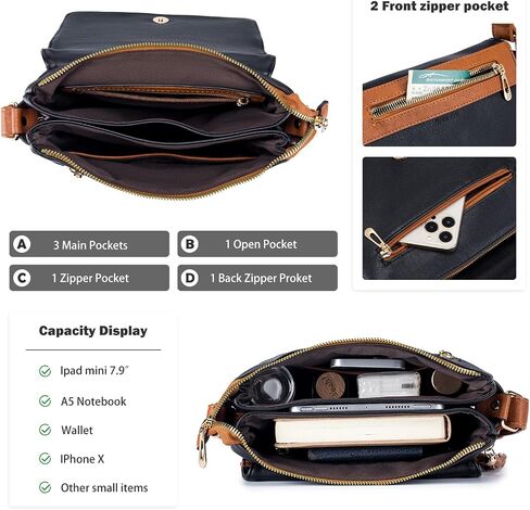 Crossbody Bag for Women, Leather Crossbody Purse Lightweight Medium Double Compartment Shoulder Bag with Tassel in Saudi Arabia