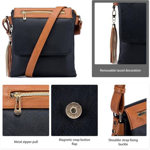 Crossbody Bag for Women, Leather Crossbody Purse Lightweight Medium Double Compartment Shoulder Bag with Tassel in Saudi Arabia