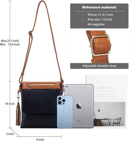 Crossbody Bag for Women, Leather Crossbody Purse Lightweight Medium Double Compartment Shoulder Bag with Tassel in Saudi Arabia