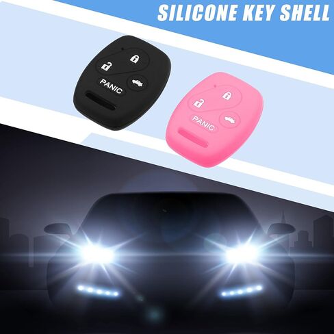 حافظة غطاء مفتاح ذكي مكونة من 4 أزرار لحماية الجلد لسيارة Honda Accord Civic CR-V Element Pilot سيليكون أسود وأحمر (عبوة من قطعتين) in Saudi Arabia