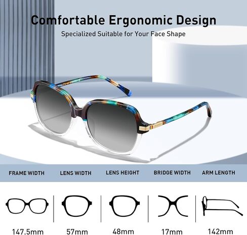 AVAWAY Polarized Sunglasses for Womens Square Oversized UV Protection Acetate Frame Retro Trendy Sun Shades in Kuwait