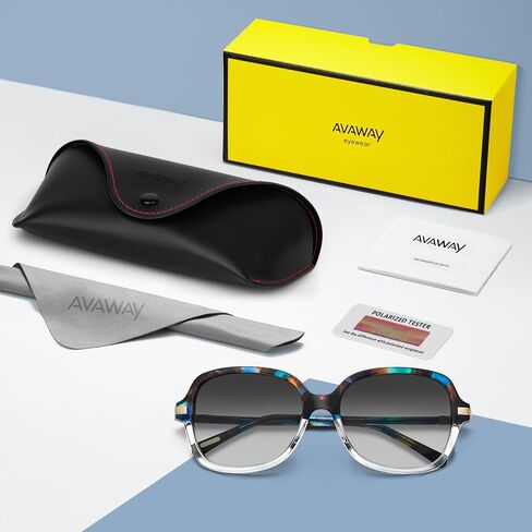AVAWAY Polarized Sunglasses for Womens Square Oversized UV Protection Acetate Frame Retro Trendy Sun Shades in Kuwait