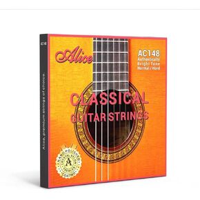 Alice Nylon Classical Guitar String 6 Strings Set with Anti-Rust Coating, Silver Plated, Tie End - Normal Tension (1 Pack)