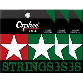 Classical Guitar Strings, Replacement Classic Nylon Strings, Silver Plated Copper Coated Basses, Carbon Treble, Hard Tension, 028-.045, 6 Strings Set (RH-D5, 3-Pack)