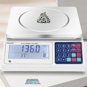 Hochoice Industrial Counting Scale Gram Scales for Parts and Coins 66lb/0.00022lb-30kg / 0.1g Accuracy with RS232 Port for Connecting Computer or Printer