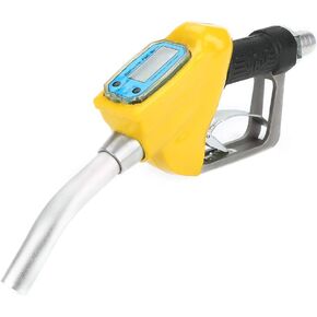 Manual Digital Fuel Nozzle, BSPT/NPT 1" 0.25MPA Kerosene Gasoline Fueling Nozzle with Flow Meter, Yellow