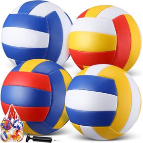 HyDren 4 Pack Volleyballs Official Size 5 Waterproof Soft Volleyball with Pump and Net Bag for Kids Youth Adults for Indoor Outdoor Beach Gym Game Training Match Gift