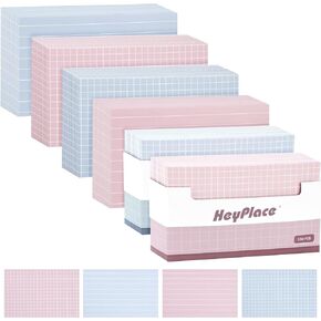 HEYPLACE 150PCS Grid Ruled Index Cards, 3x5 Graph Ruled Index Cards Lined Index Cards Flashcards for Vocabulary Learning Office School Home
