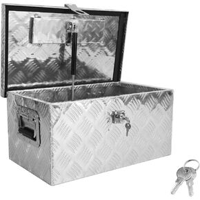 BLACKHORSE-RACING 20 Inch Aluminum Truck Tool Box with Side Handle and Lock Keys Storage Box for Pick Up Trucks, RVs, UTVs and Trailers