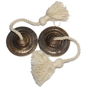Handmade Pure Bronze (Kansa) Manjeera Cymbal Hand Percussion Indian Musical Instrument 1 Pair (3 INCH)
