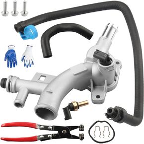 Upgraded Engine Coolant Water Outlet Housing Aluminum Compatible with 2011-2021 Chevy Cruze Sonic Trax, Buick Encore 1.4L Replaces 25193922,13251447,902-846