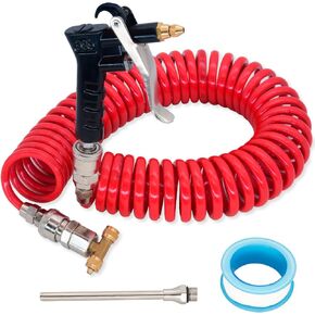 Truck Cab Air Seat Blow Gun Kit, Heavy Duty Truck Air Blow Gun Cleaning With 9 Meter Long Coil And 2 Interchangeable Nozzle Tips - Air Duster Blow Gun Kit