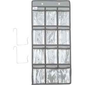 STOBOK Calculator Holder for Classroom Cell Phone Storage Pocket Pouch Multi-Function Wall Hanging 12 Grids Clear Pocket Chart for Home Office Classroom Supplies