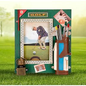 Roykaw Golf Photo Frame Golf Pen Holder Novelty Golf Gifts Office Ornaments for Golfers/Father/Husband/Boyfriend Great Gift, Unique Retro Style, Personalized Golf Gifts