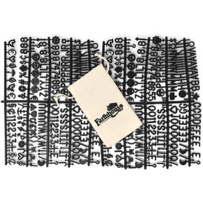 Black Letter Set for Changeable Felt Letter Boards, 3/4" 460 Characters (Includes Letters, Symbols / Emojis, Numbers, Punctuation) & Burlap Storage Bag (Black)