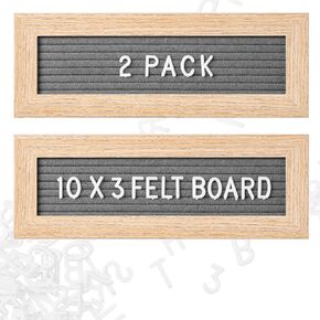 Maplefield Small Felt Letter Board - 2 Pack - Includes Plastic Letters, Numbers, and Emojis - Gray Mini Letter Sign Board for Home, Classroom Decor, Photoshoots, and Announcements