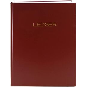 BookFactory Ledger Book/Accounting Ledger/ 4 Column (Four Columns) Ledger Notebook- 100 Pages, 6" x 9", Burgundy Cover, Section Sewn Hardbound (ACT-100-69CS-LM(Ledger))-AX