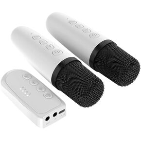 Wireless Microphones Karaoke Machine，Karaoke Companion，Karaoke Mixer System, Dual Handheld, Smart TV, PC, Speaker, Amplifier, Church, Wedding - Support AUX in/Out (White)